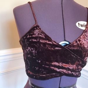 Forever 21 Velvet brown crop top in small